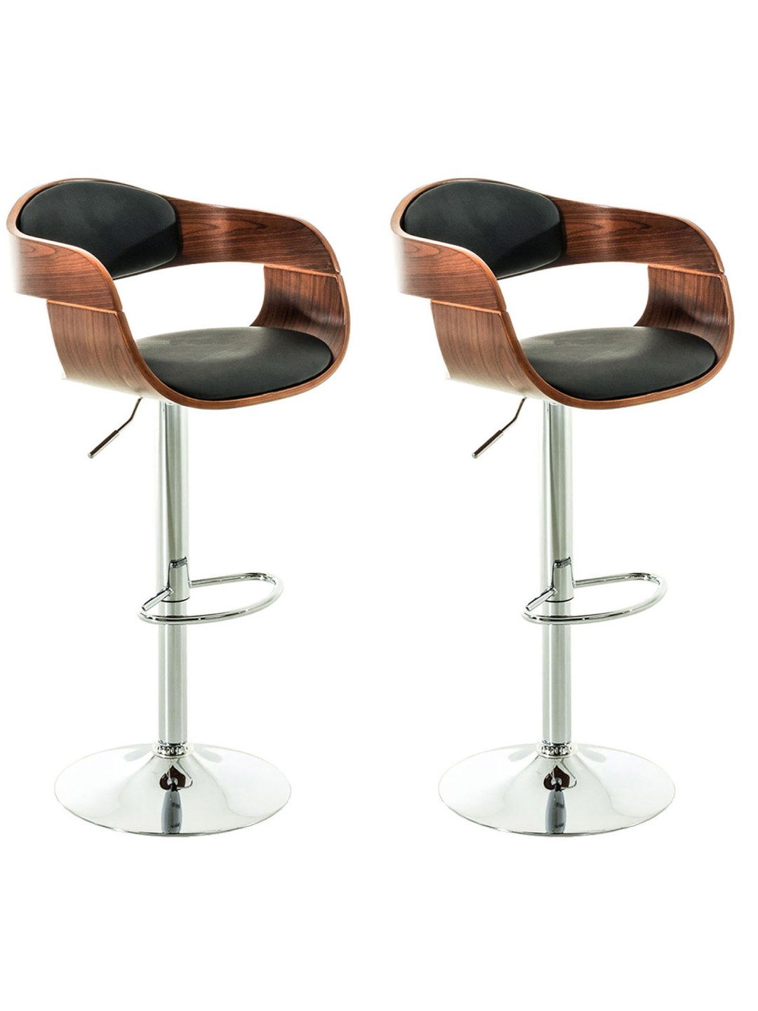 Set 2 scaune de bar Kingston C imitatie piele, nuc/negru