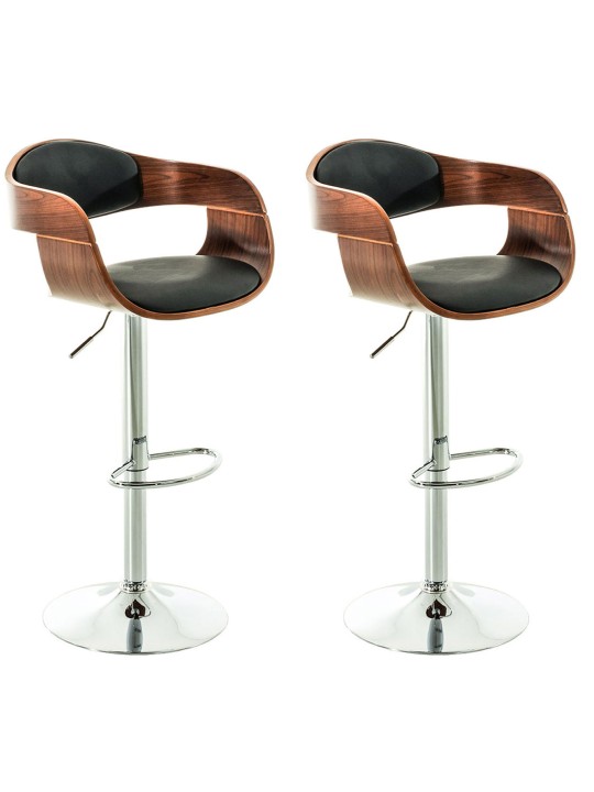 Set 2 scaune de bar Kingston C imitatie piele, nuc/negru Set 2 scaune de bar Kingston C imitatie piele, nuc/negru