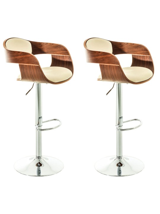 Set 2 scaune de bar Kingston C imitatie piele, nuc/crem