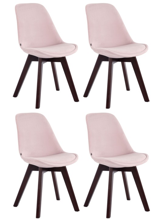Set 4 scaune vizitator Borneo V2 catifea nuc, roz