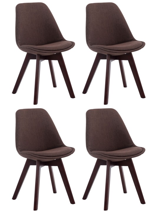 Set de 4 scaune vizitator țesătură din nuc Borneo V2, maro