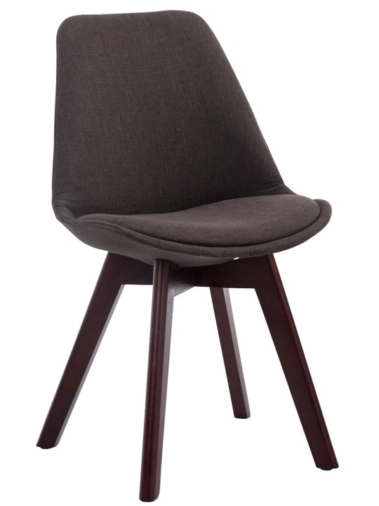 Set de 4 scaune vizitator țesătură din nuc Borneo V2, gri închis