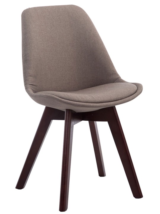 Set de 4 scaune vizitator țesătură din nuc Borneo V2, taupe