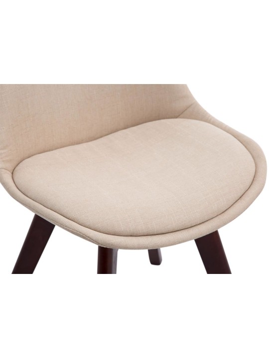 Set de 4 scaune vizitator țesătură din nuc Borneo V2, crem