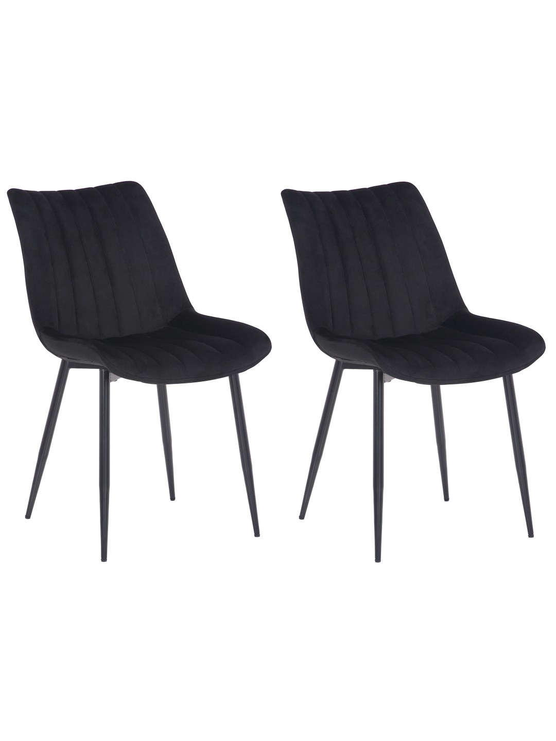 Set 2 scaune Rahden catifea, negru