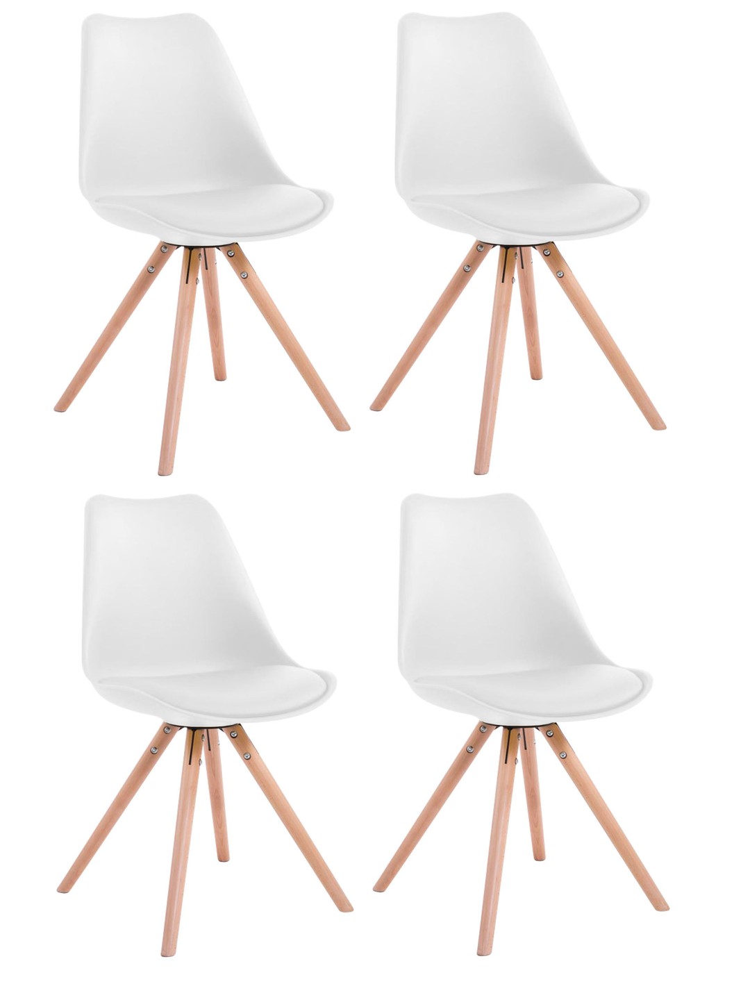 Set 4 scaune imitatie piele Toulouse rotund natural, alb