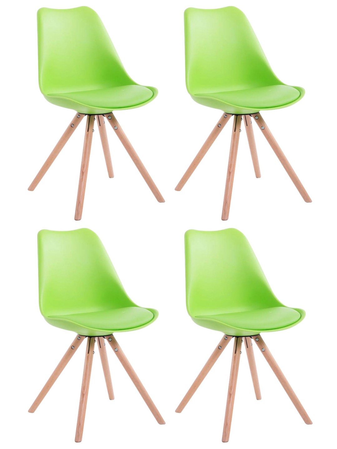 Set 4 scaune imitatie piele Toulouse rotund natural, verde