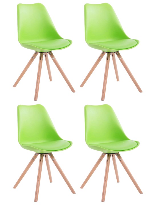 Set 4 scaune imitatie piele Toulouse rotund natural, verde