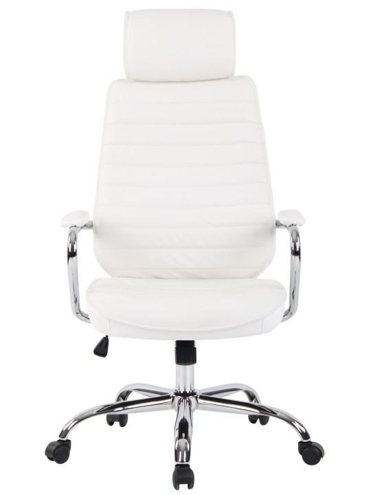 Scaun de birou Rako piele naturala, alb