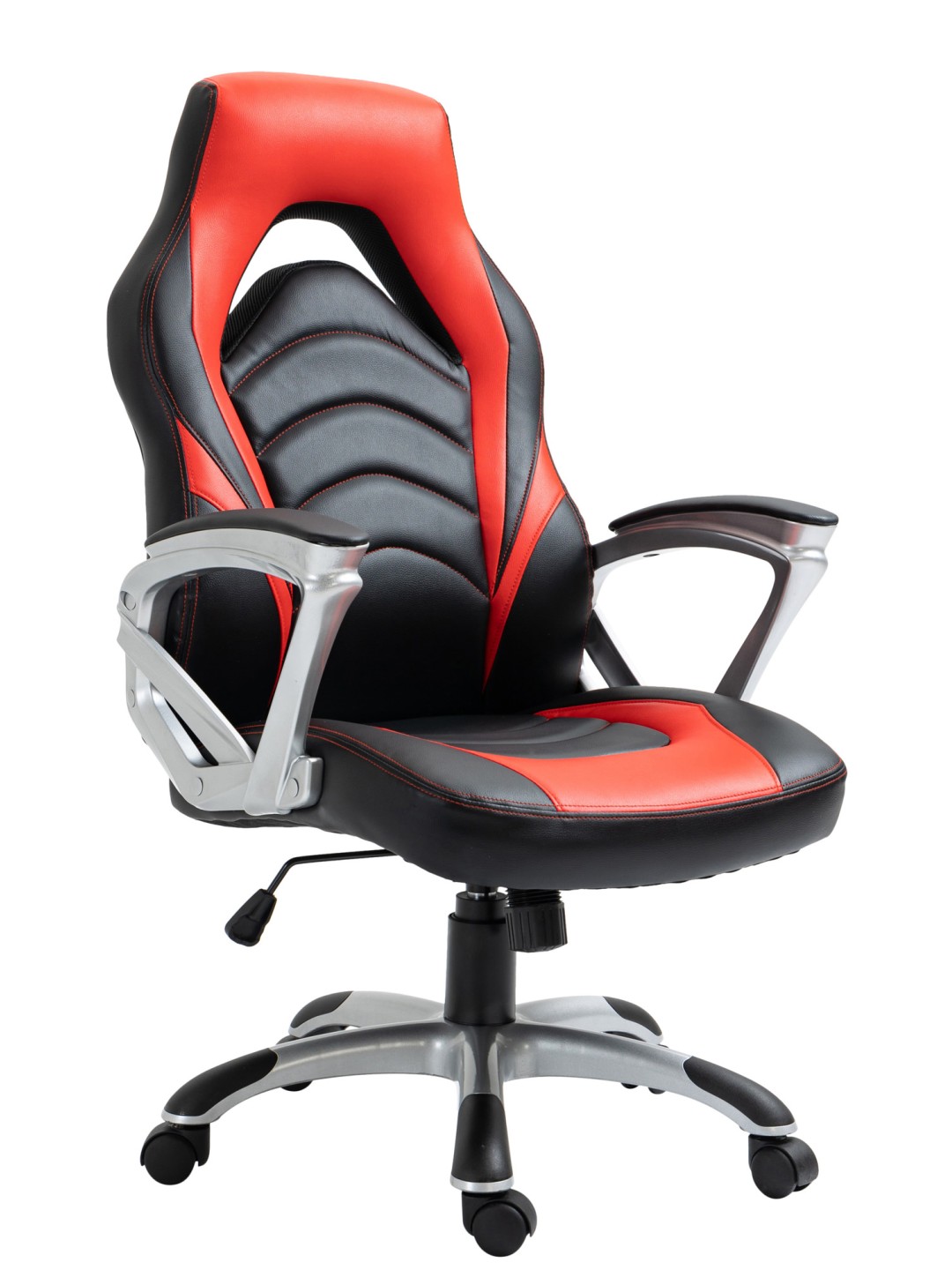 Scaun de birou Foxton imitatie piele, negru/roșu