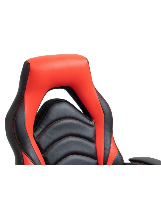 Scaun de birou Foxton imitatie piele, negru/roșu