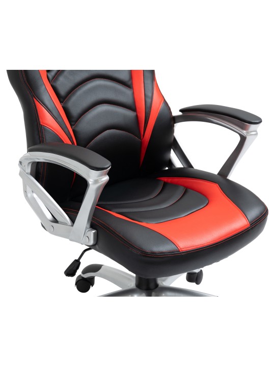 Scaun de birou Foxton imitatie piele, negru/roșu