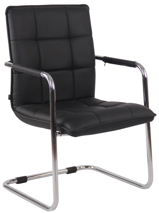 Set 2 scaune vizitator Gandia imitatie piele crom, negru Set 2 scaune vizitator Gandia imitatie piele crom, negru