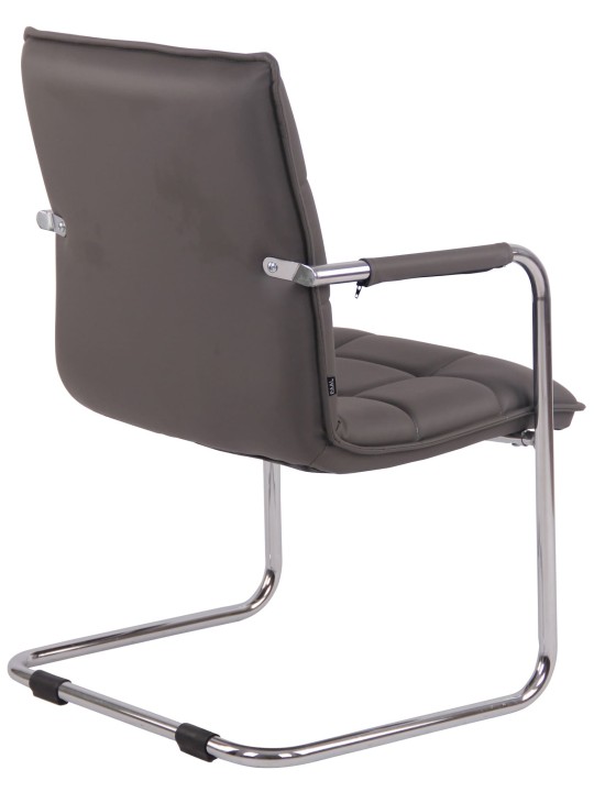 Set 2 scaune vizitator Gandia imitatie piele crom, gri