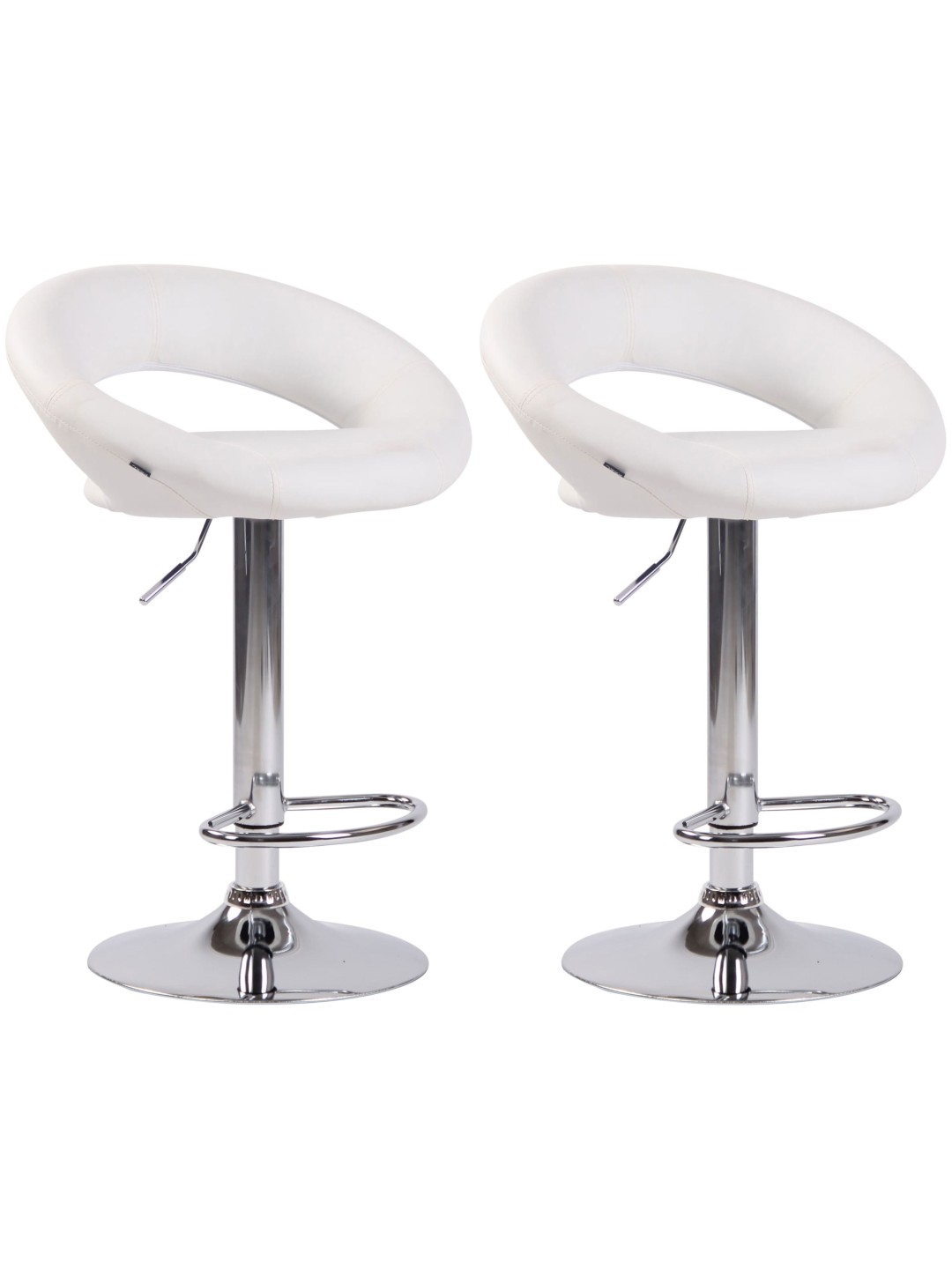 Set 2 taburete de bar Olinda imitatie piele crom, alb