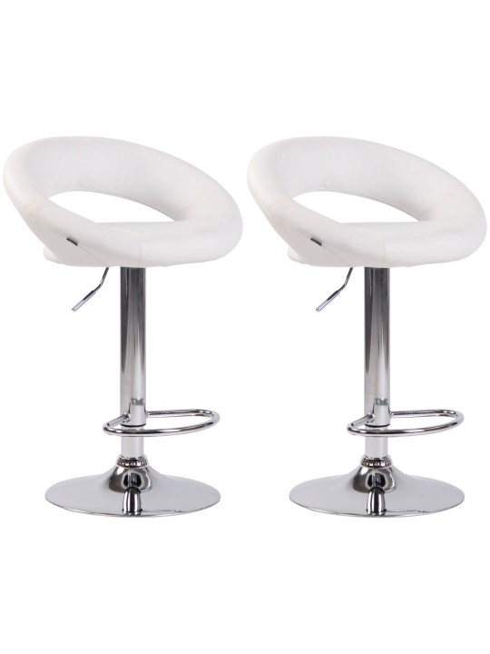 Set 2 taburete de bar Olinda imitatie piele crom, alb Set 2 taburete de bar Olinda imitatie piele crom, alb