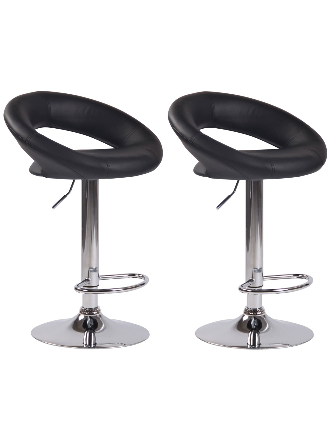 Set 2 taburete de bar Olinda imitatie piele crom, negru