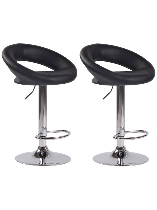 Set 2 taburete de bar Olinda imitatie piele crom, negru