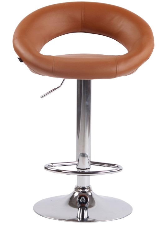 Set 2 taburete de bar Olinda imitatie piele crom, maro deschis