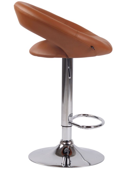Set 2 taburete de bar Olinda imitatie piele crom, maro deschis