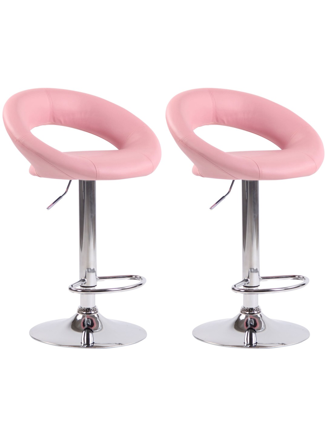 Set 2 taburete de bar Olinda imitatie piele crom, roz