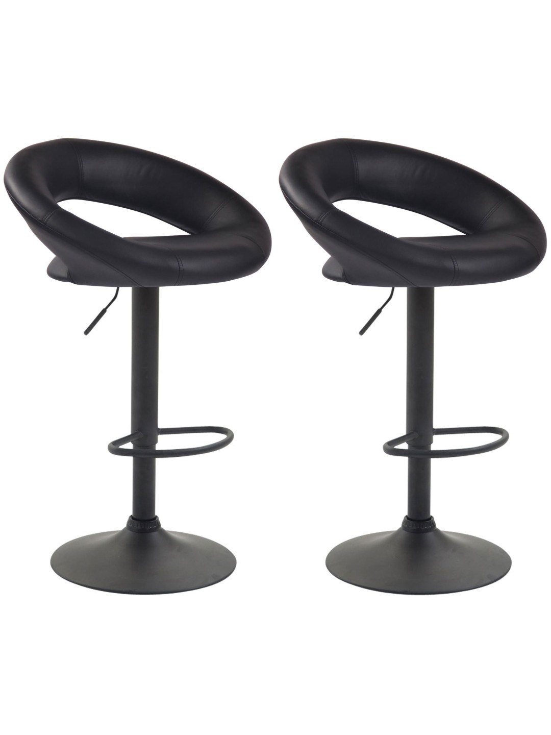 Set 2 taburete de bar Olinda imitatie piele, negru