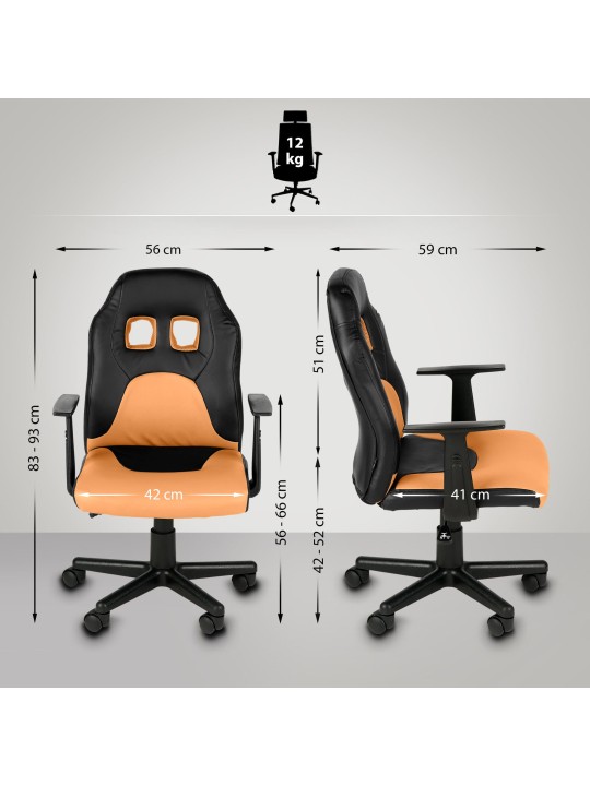 Scaun de birou pentru copii Fun, negru/portocaliu