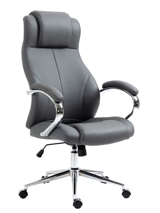 Scaun de birou Salford piele naturala, gri