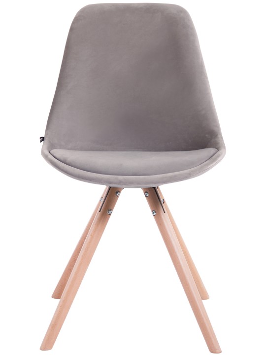 Set 4 scaune catifea Toulouse rotund natural, gri