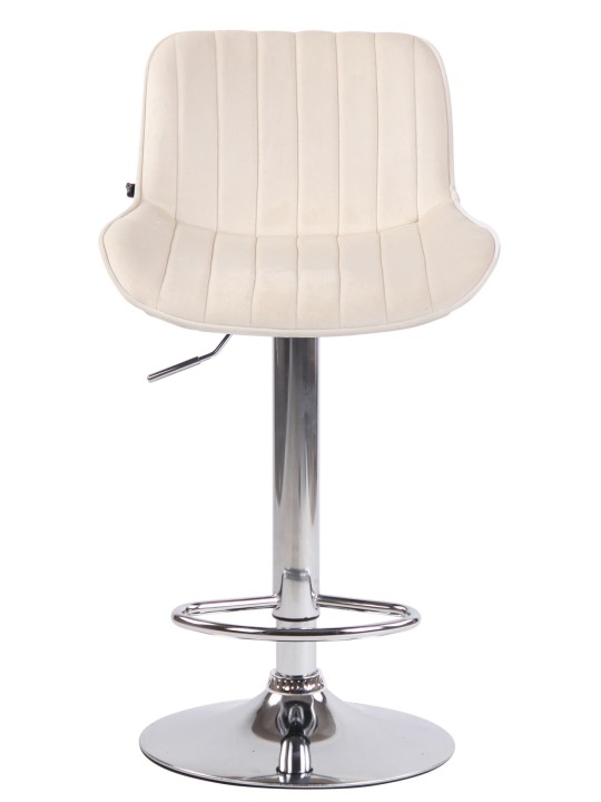 Set 2 scaune de bar Lentini catifea crom, crem