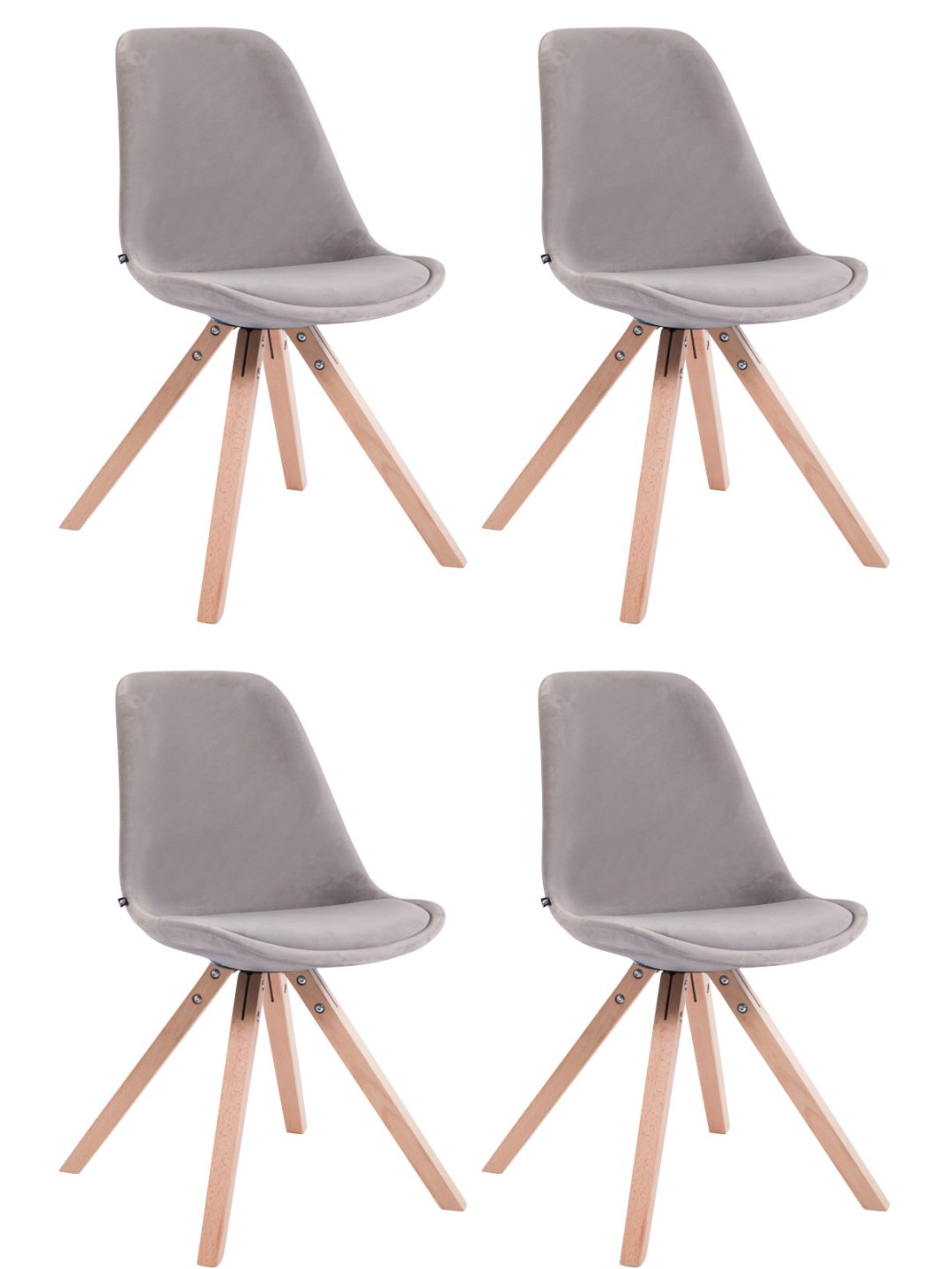 Set 4 scaune Toulouse catifea patrat natura, gri