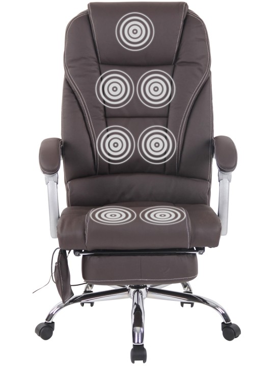 Scaun de birou Pacific piele naturala cu functie de masaj, maro