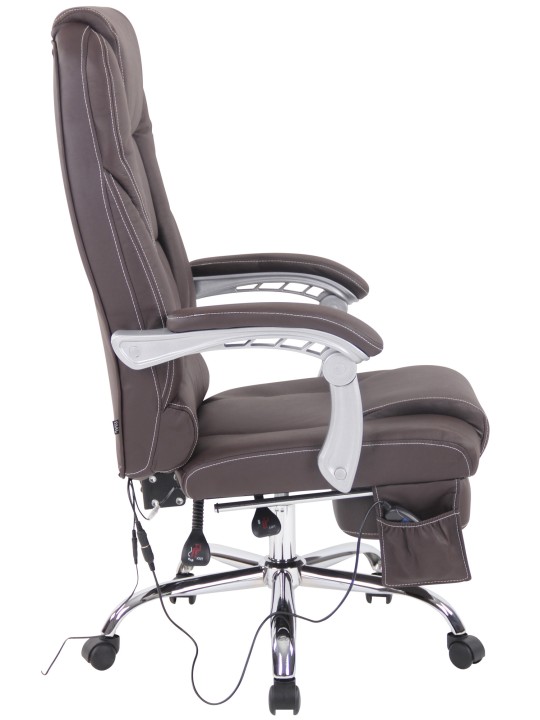 Scaun de birou Pacific piele naturala cu functie de masaj, maro