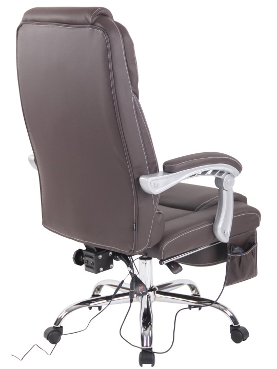 Scaun de birou Pacific piele naturala cu functie de masaj, maro