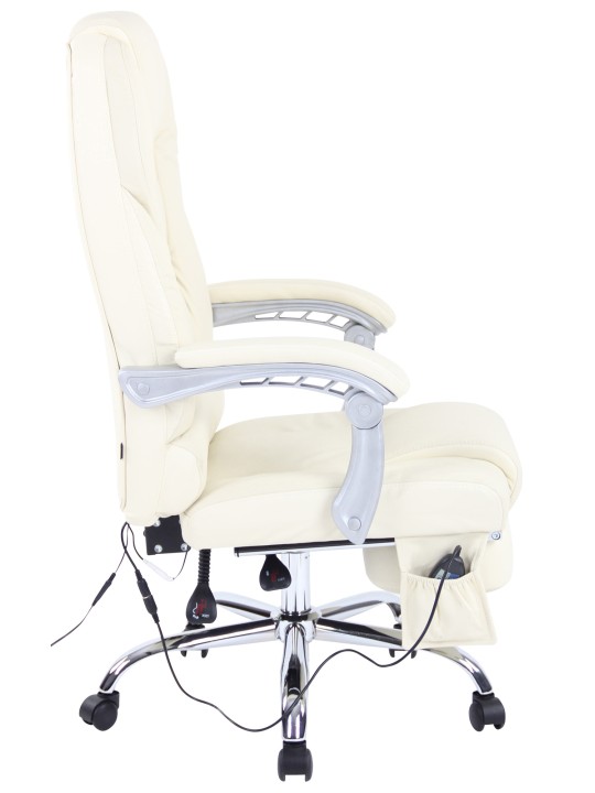 Scaun de birou Pacific piele naturala cu functie de masaj, crem
