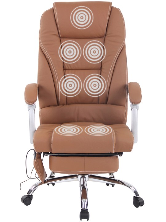 Scaun de birou Pacific piele naturala cu functie de masaj, maro deschis