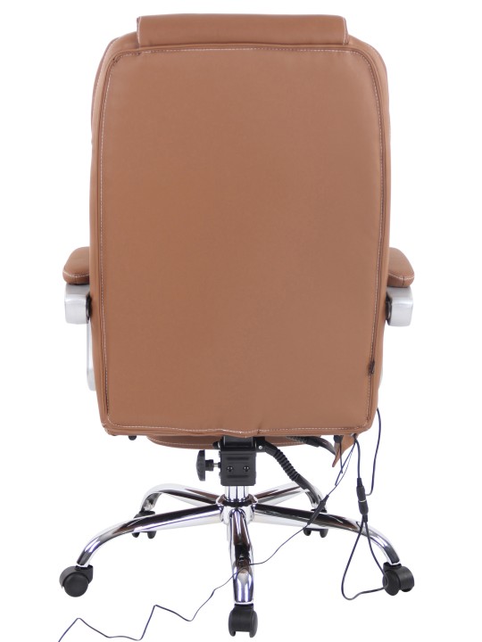Scaun de birou Pacific piele naturala cu functie de masaj, maro deschis