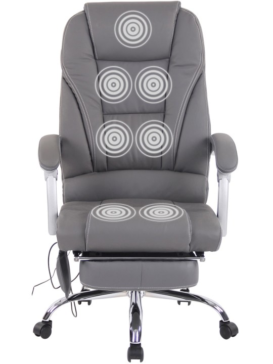 Scaun de birou Pacific piele naturala cu functie de masaj, gri