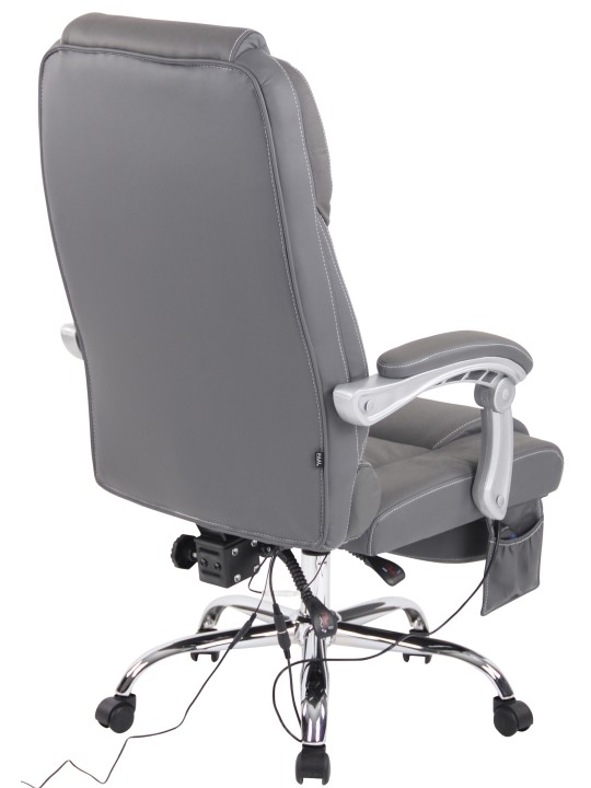 Scaun de birou Pacific piele naturala cu functie de masaj, gri