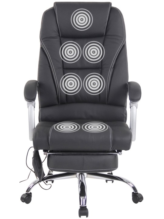 Scaun de birou Pacific piele naturala cu functie de masaj, negru