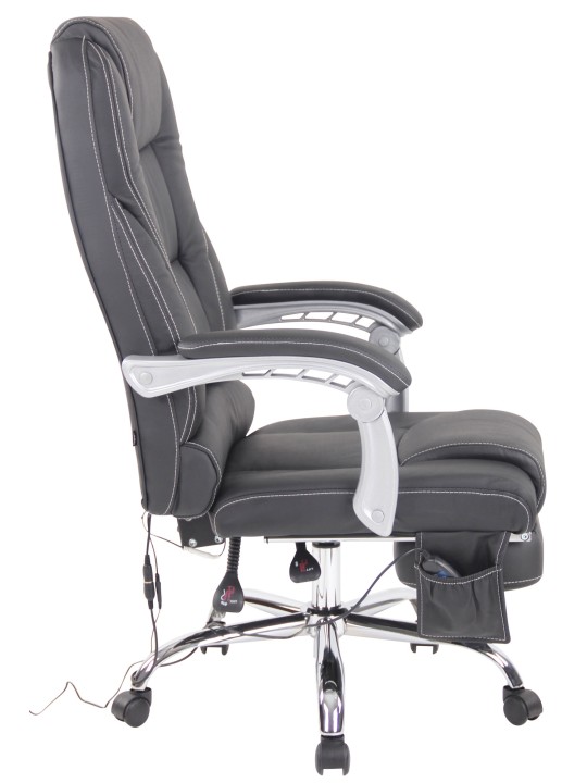 Scaun de birou Pacific piele naturala cu functie de masaj, negru