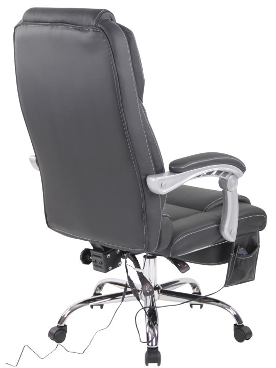 Scaun de birou Pacific piele naturala cu functie de masaj, negru