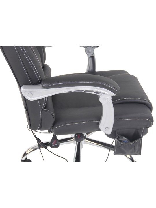 Scaun de birou Pacific piele naturala cu functie de masaj, negru