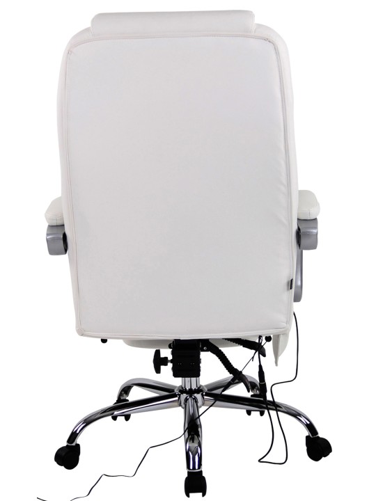 Scaun de birou Pacific piele naturala cu functie de masaj, alb