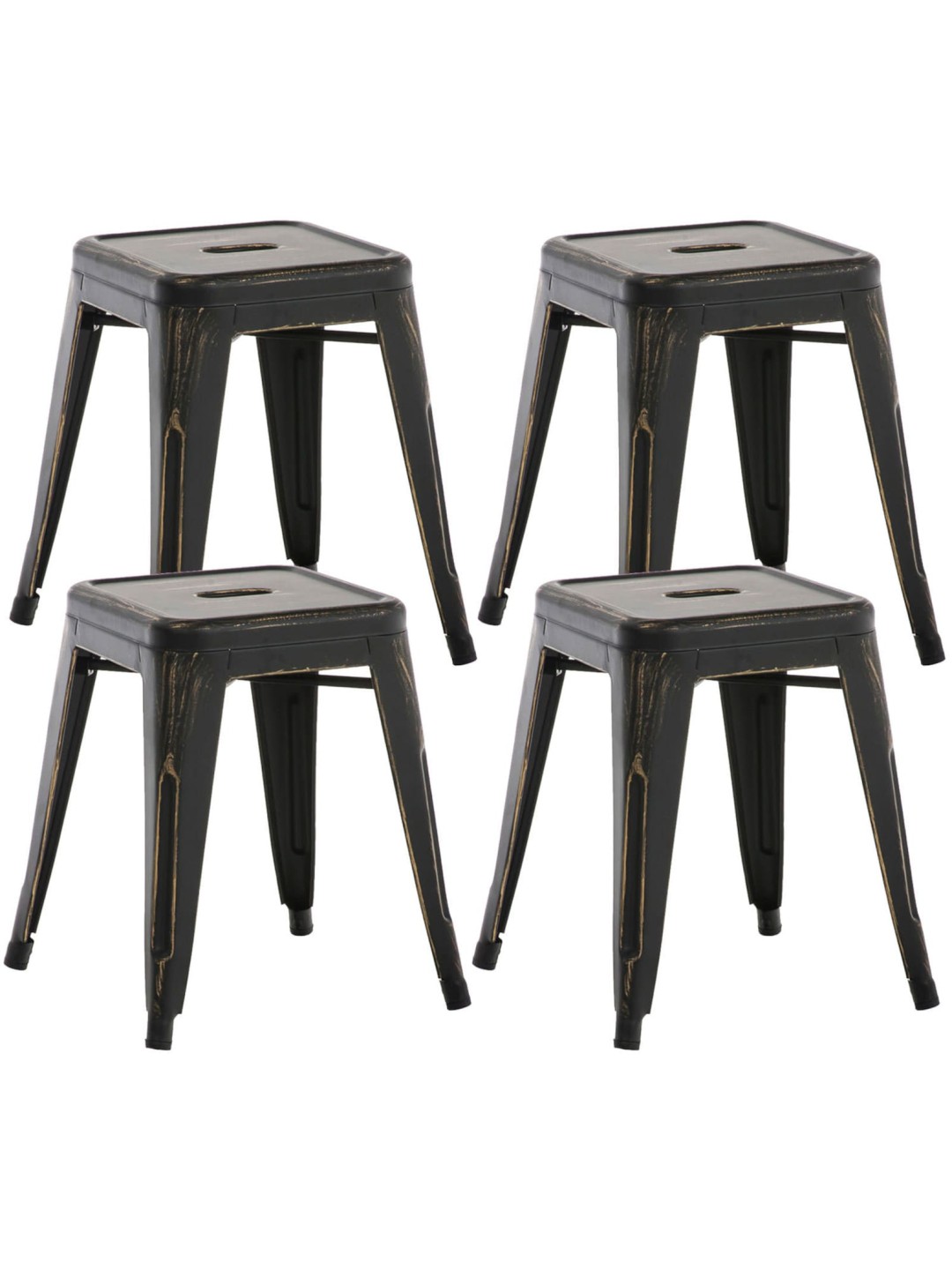 Set 4 taburete Armin, negru-auriu