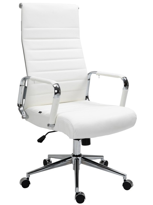 Scaun de birou Columbus piele naturala, alb