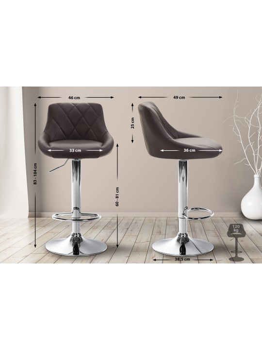 Scaun de bar Lazio imitatie piele cromat, maro