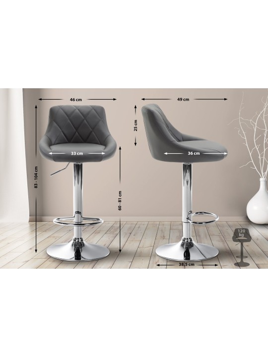 Scaun de bar Lazio imitatie piele cromat, gri Scaun de bar Lazio imitatie piele cromat, gri