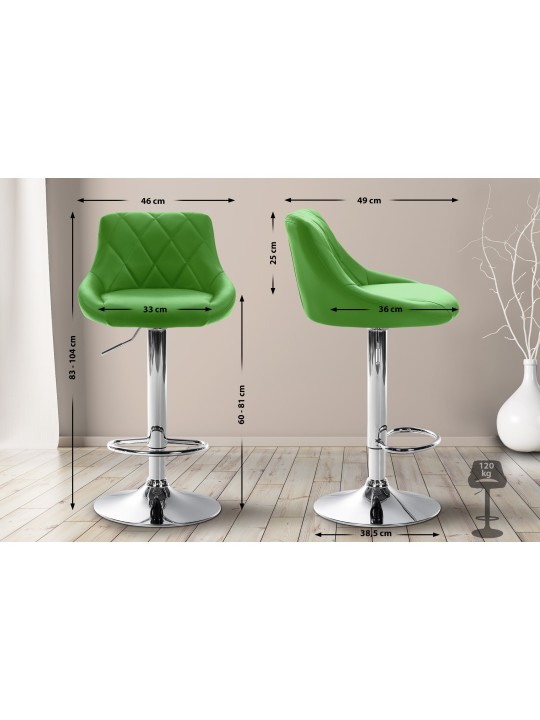 Scaun de bar Lazio imitatie piele cromat, verde
