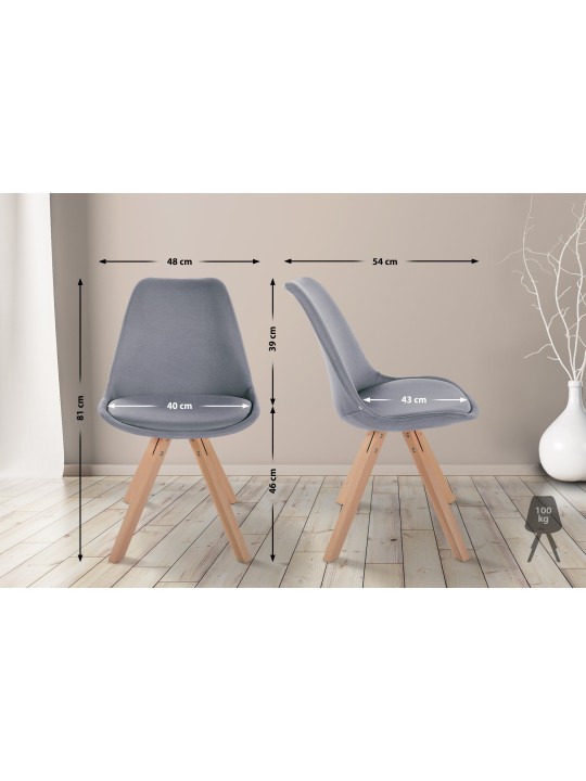 Scaun Sofia Fabric Square, gri deschis